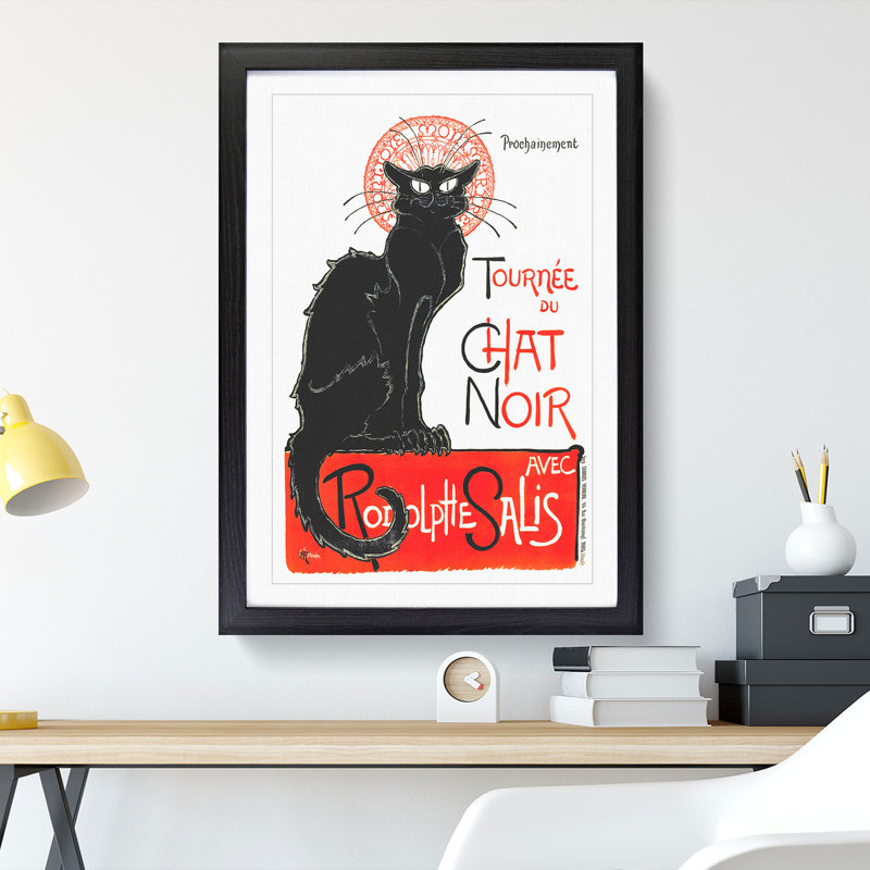 Tournee du Chat Noir Cat Vol.2 by Theophile Steinlen - Picture Frame Graphic Art, Black, 36cm H x 27cm W x 2cm D