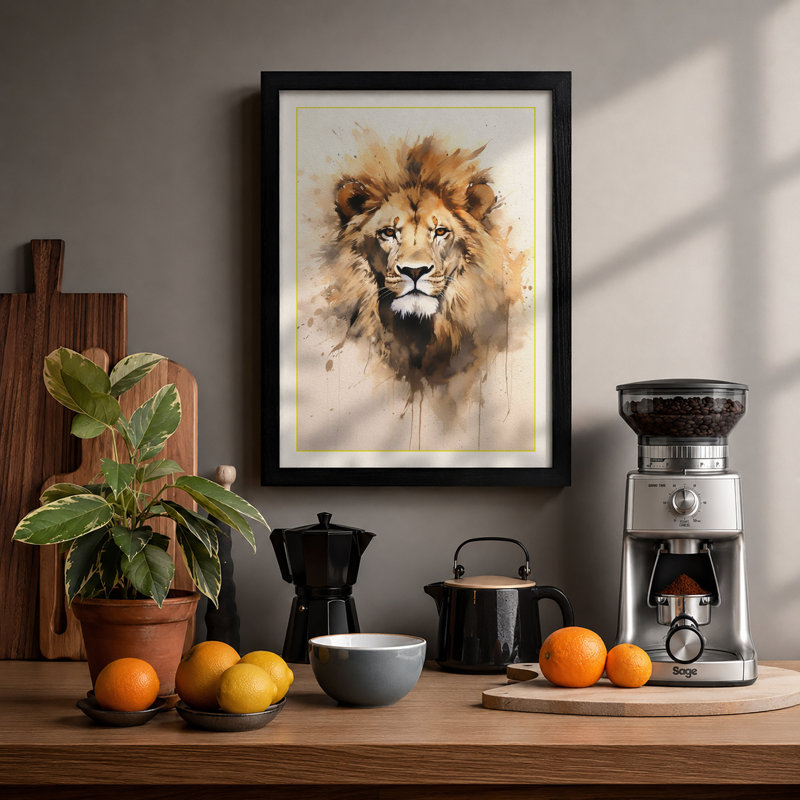 Majestic Lion Modern - Print, A3 - 42.0 x 29.7 cm, Black