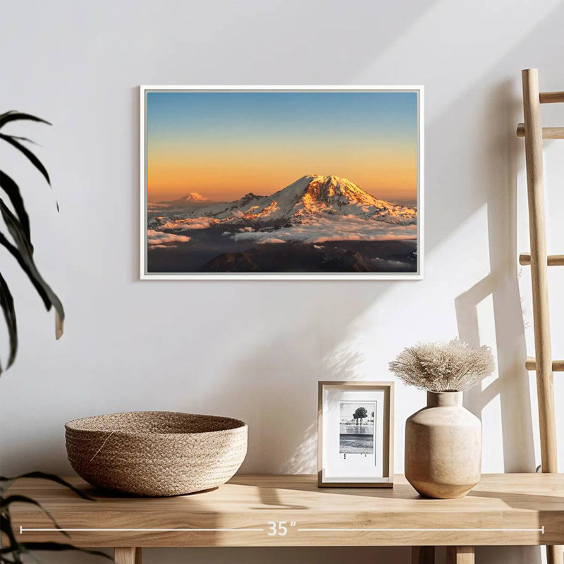 Winter Cascade Range, Floating Frame White, 19" X 13"