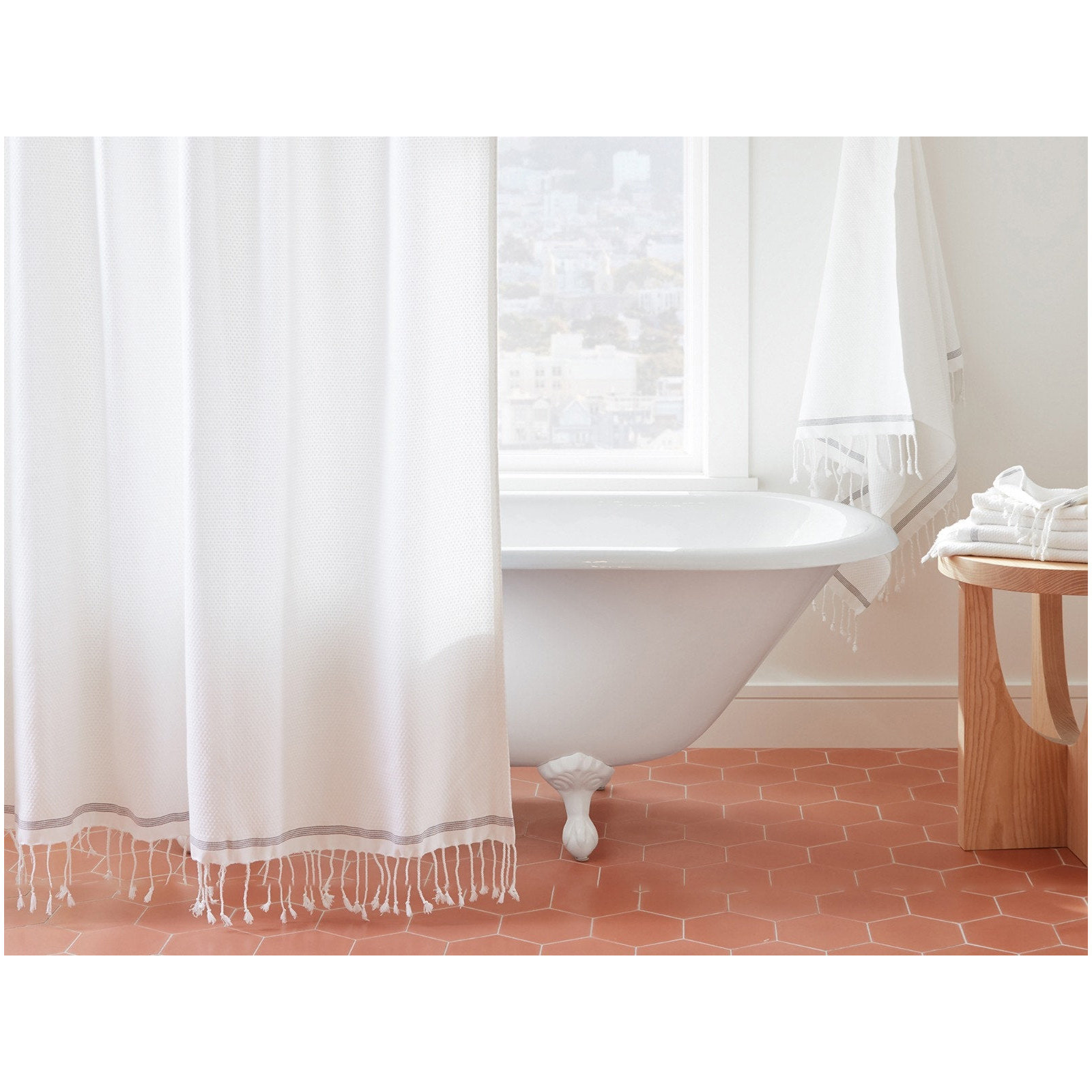 Mediterranean Organic Towel Set, Alpine White/Slate, Washcloth - 1 Pack