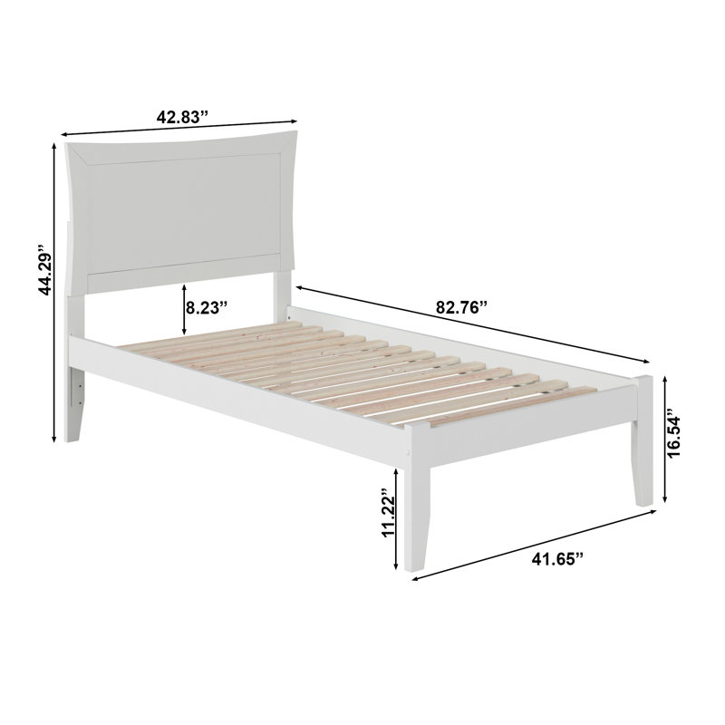 Lit plateforme en bois massif Daury, Blanc