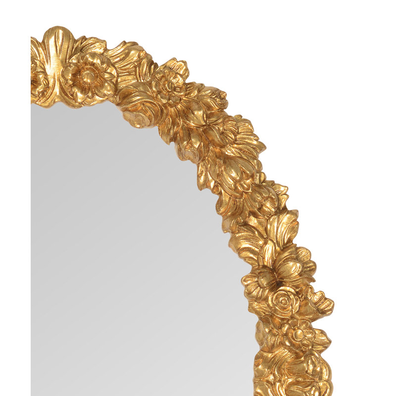 Vegamwala Solid Wood Flat Wall Mirror, Gold