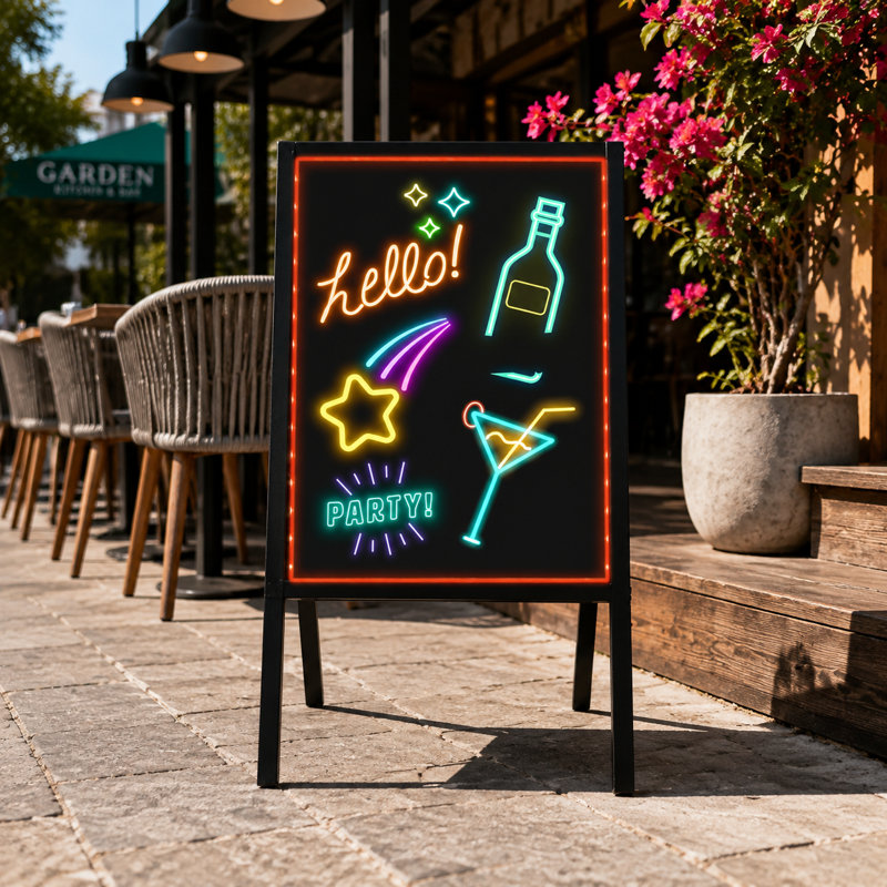 Tableau d'affichage à DEL avec support, panneau lumineux avec télécommande et 8 marqueurs de couleur