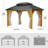 Solid Wood Patio Gazebo with Double Roof Hardtop and Curtains-96427316