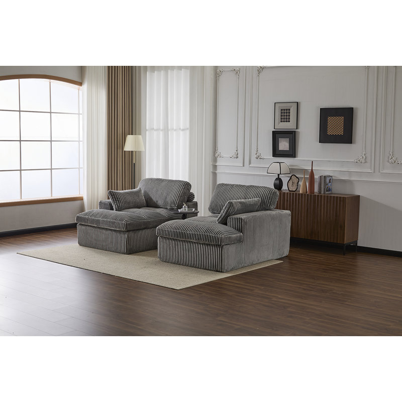 Double méridienne intérieure, canapé-lit rembourré surdimensionné pour l'intérieur, canapé de luxe à assise profonde, sans assemblage requis, gris
