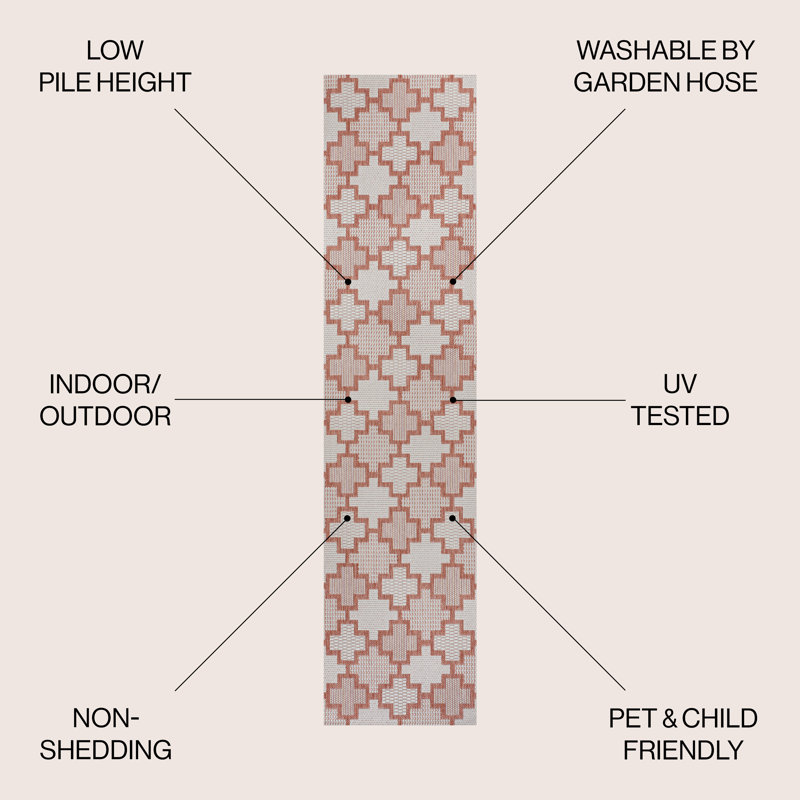 Tapis d'intérieur / extérieur Kaliee, Tapis de couloir 2 pi x 7 pi 10 po