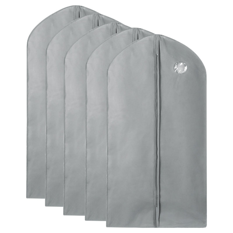 Rivington Fabric Garment Bag, 40.55" H x 23.62" W x 0.2" D, Gray