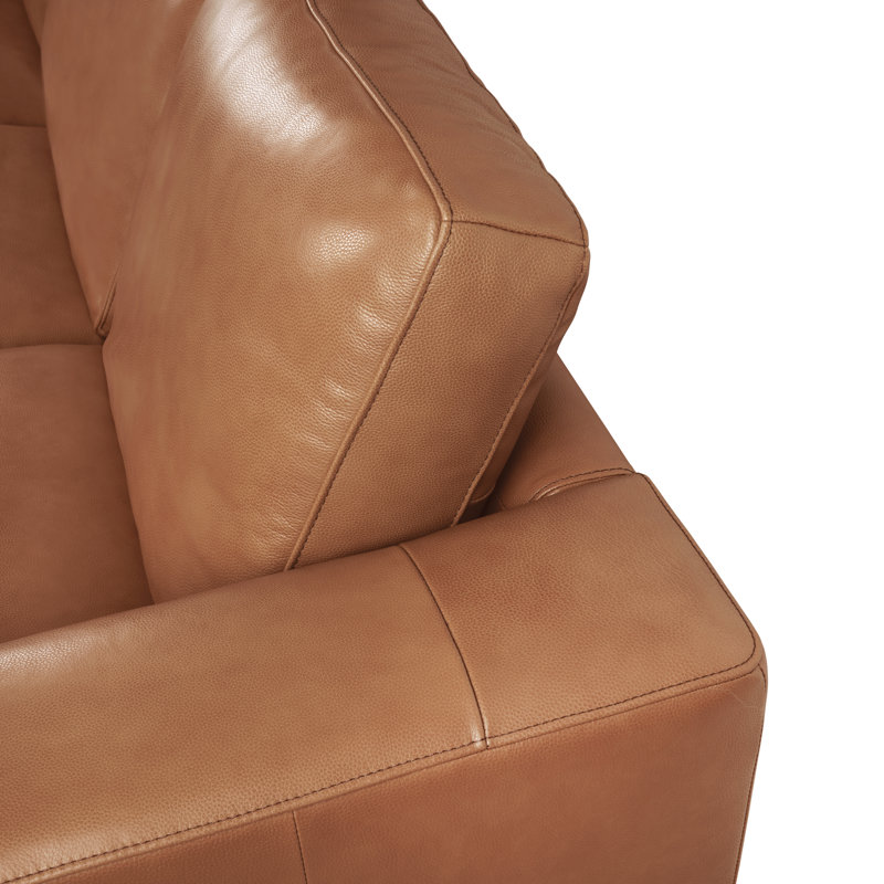 Canapé confortable surdimensionné moderne, canapé en cuir véritable pour le salon, Cuir véritable brun clair