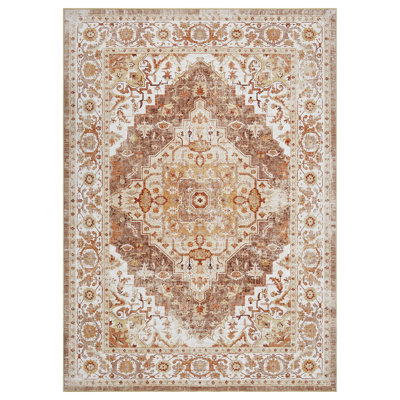 Area Rugs Non-Slip Vintage Boho Area Rug – Machine Washable Mark Resistant Woven Carpet for Living Room Bedroom Office