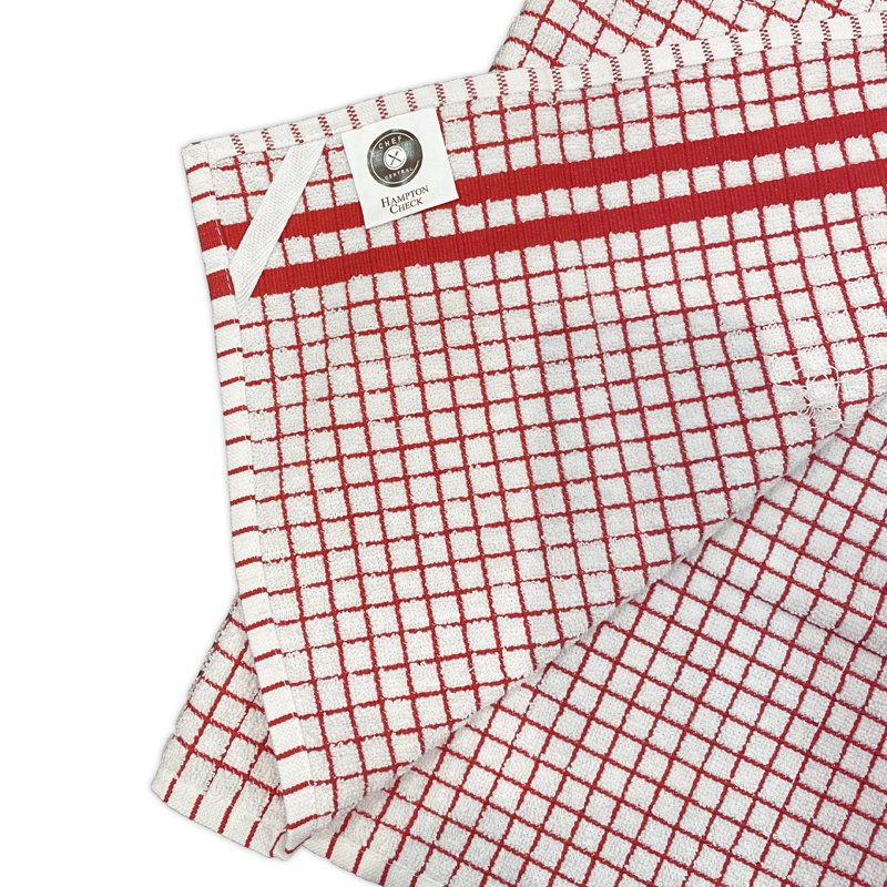 Serviette de cuisine en coton à carreaux, Rouge
