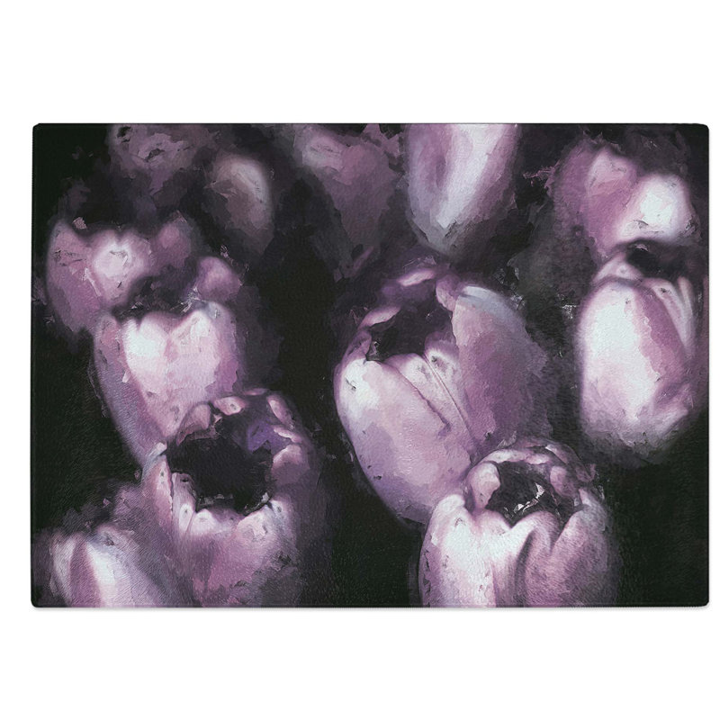 Tempered Glass The Purple Tulips in Abstract Chopping Board, 39 cm W x 28.5 cm L