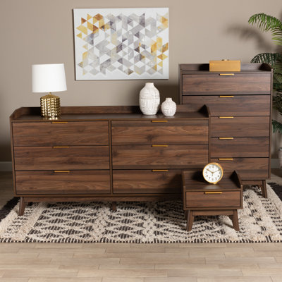 Lena Mid-Century Modern Wood 3-Piece Storage Set