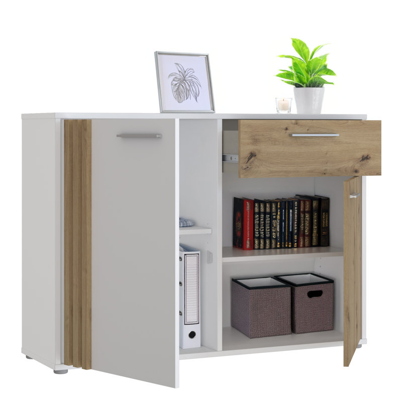 Shloak Standard Accent Chest, Chrome, White/Beige