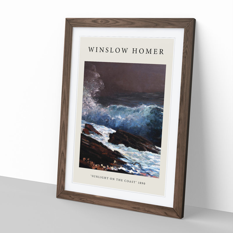 Sunlight On The Coast by Winslow Homer - Single Picture Frame Print, 48cm H x 36cm W x 2cm D, Walnut Framed