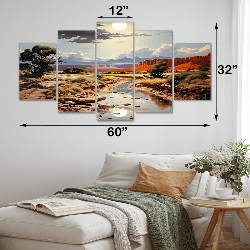«Moonlit Sunset On Canyon Landscape I - Canyon & Desert», art mural multipanel