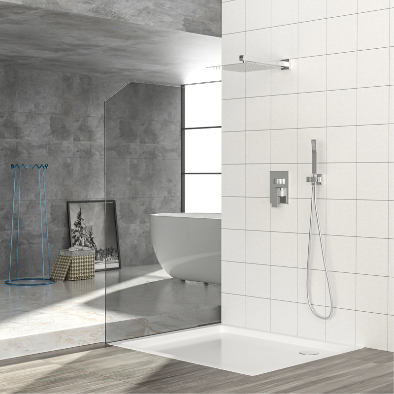 12 Inch Square Dual Shower Head - Wall Mounted System Finish, Chrome