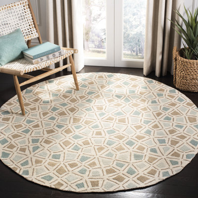 Spring Wheel Martha Stewart Hand Hooked Cotton Pile Geometric Rug