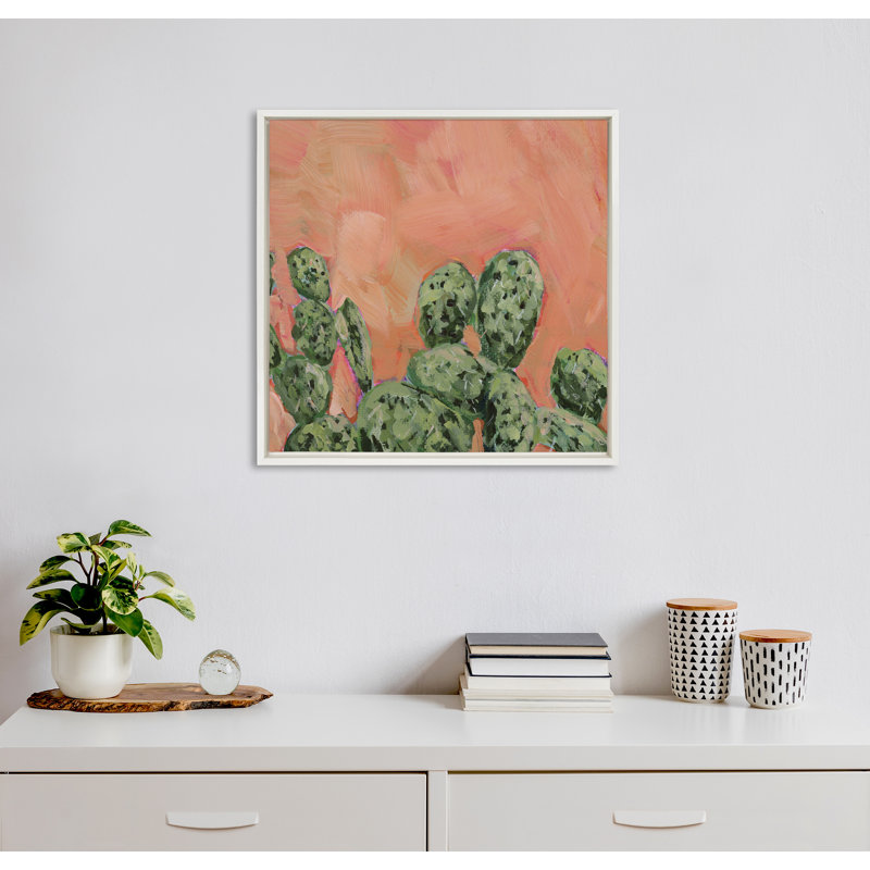 EK Cactus by Emily Kenney - Floater Frame Graphic Art on Canvas
