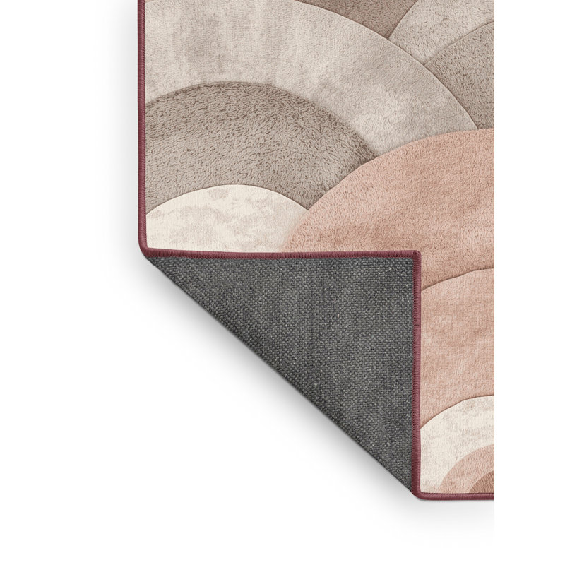 Soft Plush Fellman Easter Modern & Contemporary Abstract Area Rug in Beige – Rose Binding, 7x10