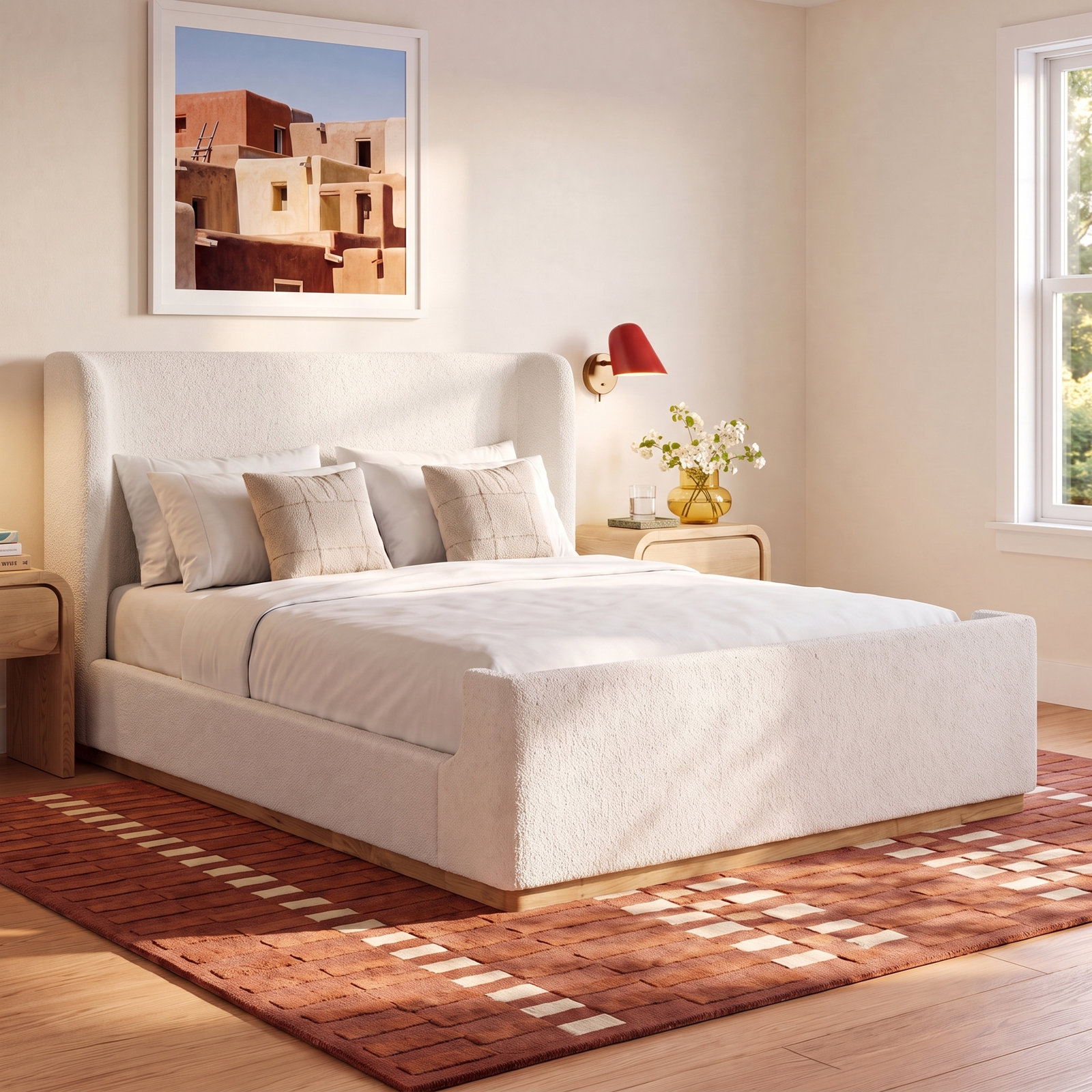 Abela Boucle Sleigh Bed, King