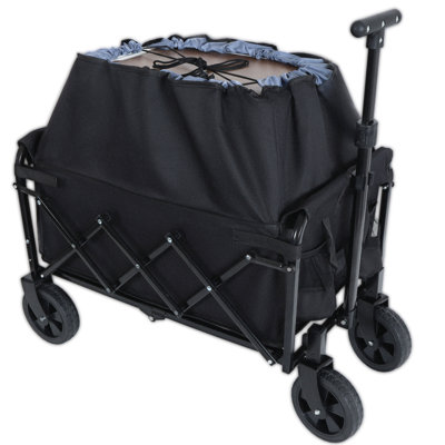 Expandable Dual-Layer Utility Wagon With 100% Extra Space - 225Lbs Grocery Cart For Camping, Shopping, Sports, Gardening, Fishing