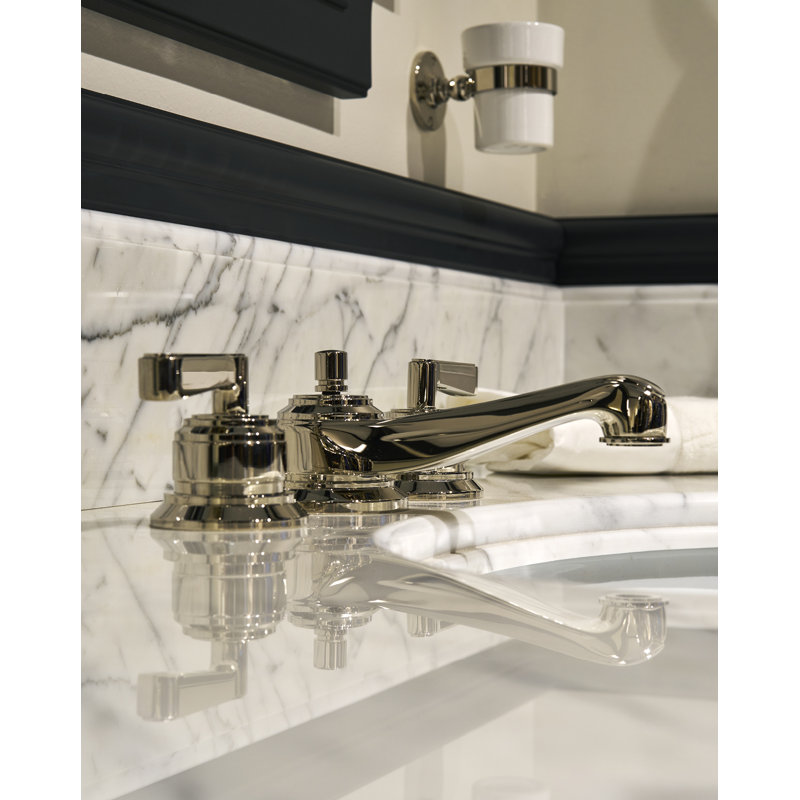 Manhattan Widespread Bathroom Faucet with Drain Assembly, Light Gold