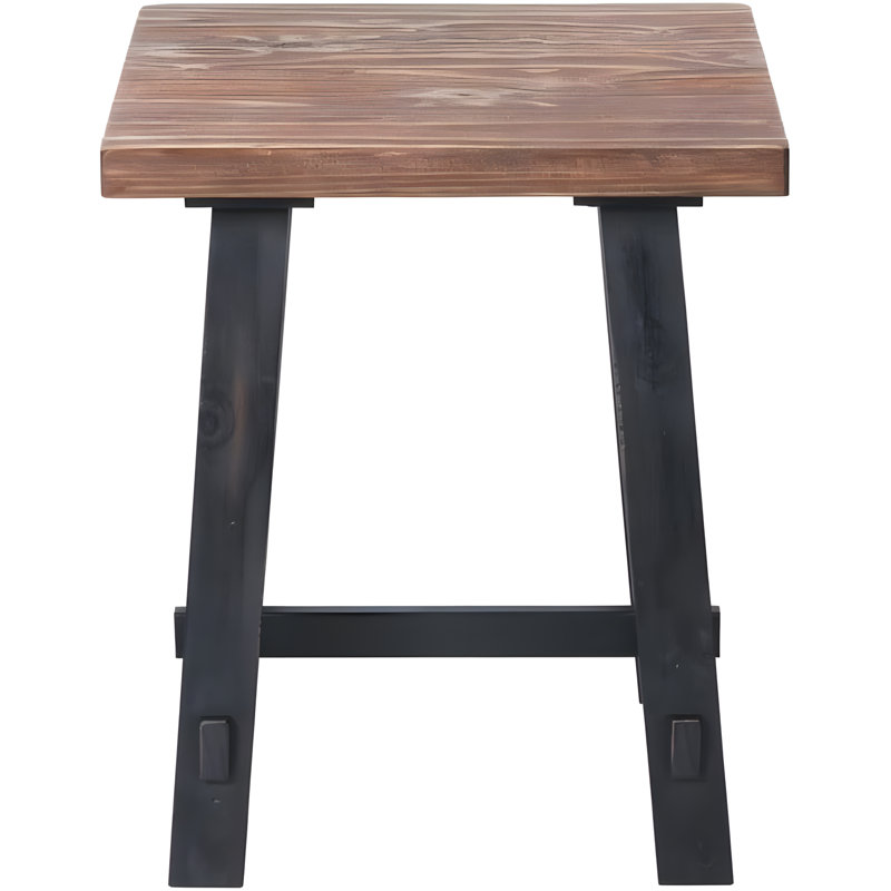 Adam 27" Natural and Black Solid Wood Side Table