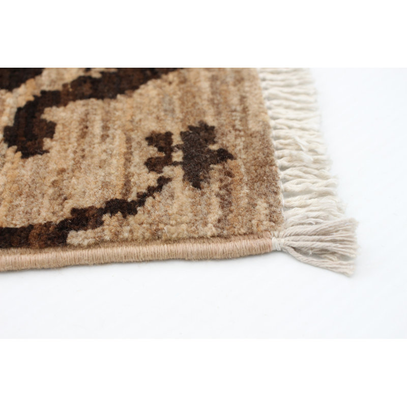 One-of-a-Kind 8'0" X 9'9" New Age Wool Area Rug in Tan/Dark Brown