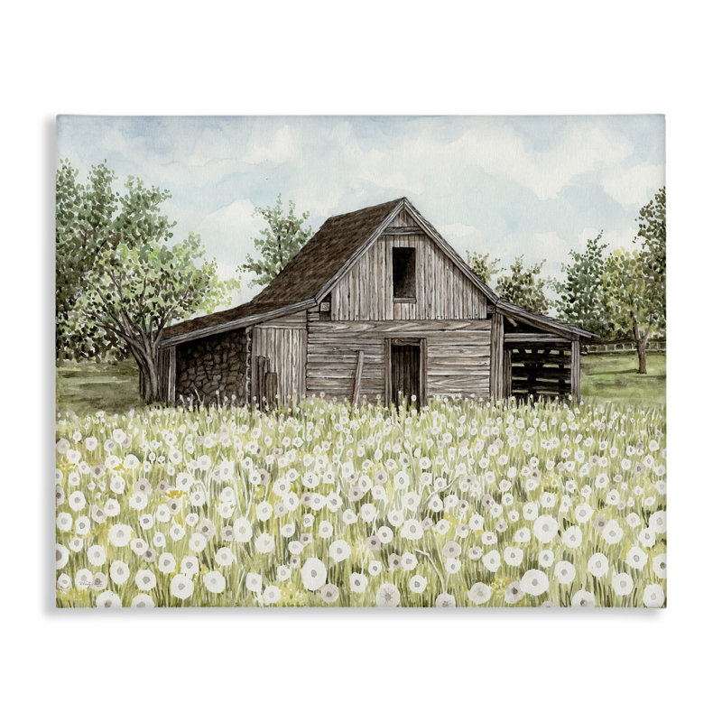  Art sur toile "White Poppy Farm Meadow" par Cindy Jacobs, H 24 po x l 30 po
