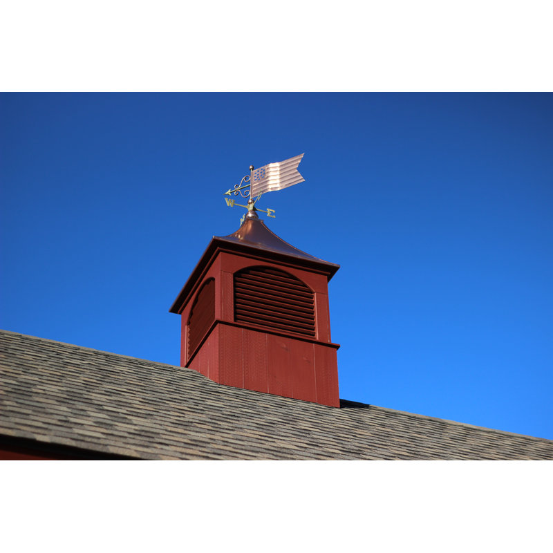 Patriotic Polished Copper American Flag Weathervane, 33" Height