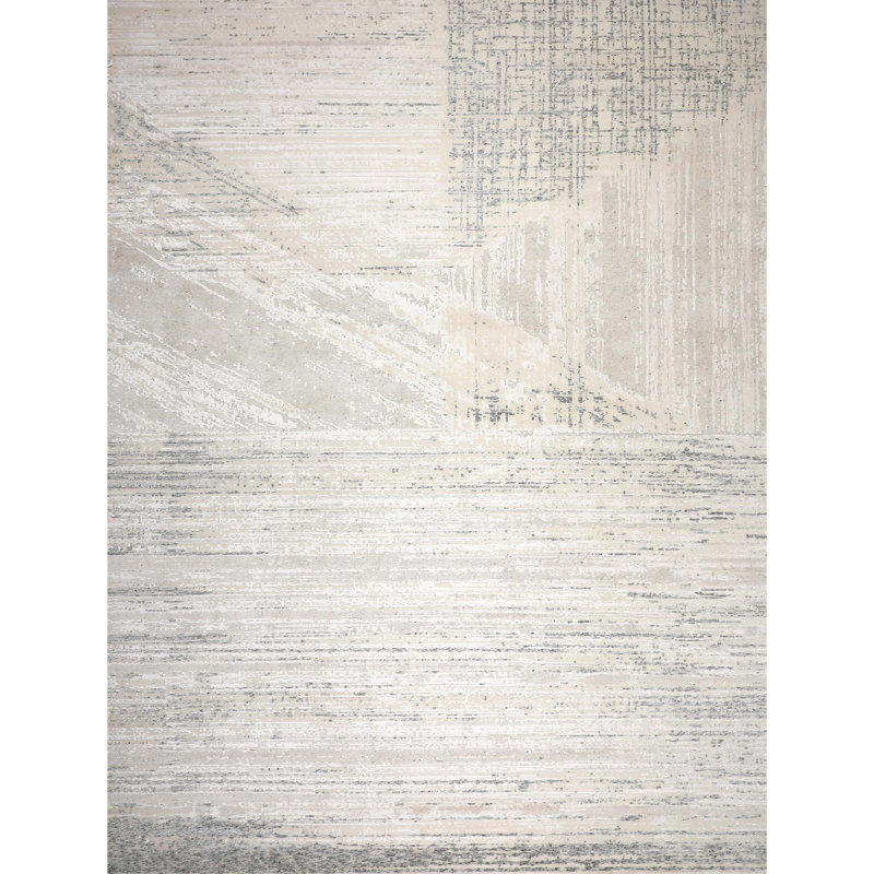Tapis ivoire noué à la main de haute qualité, Rectangle 8 pi x 10 pi