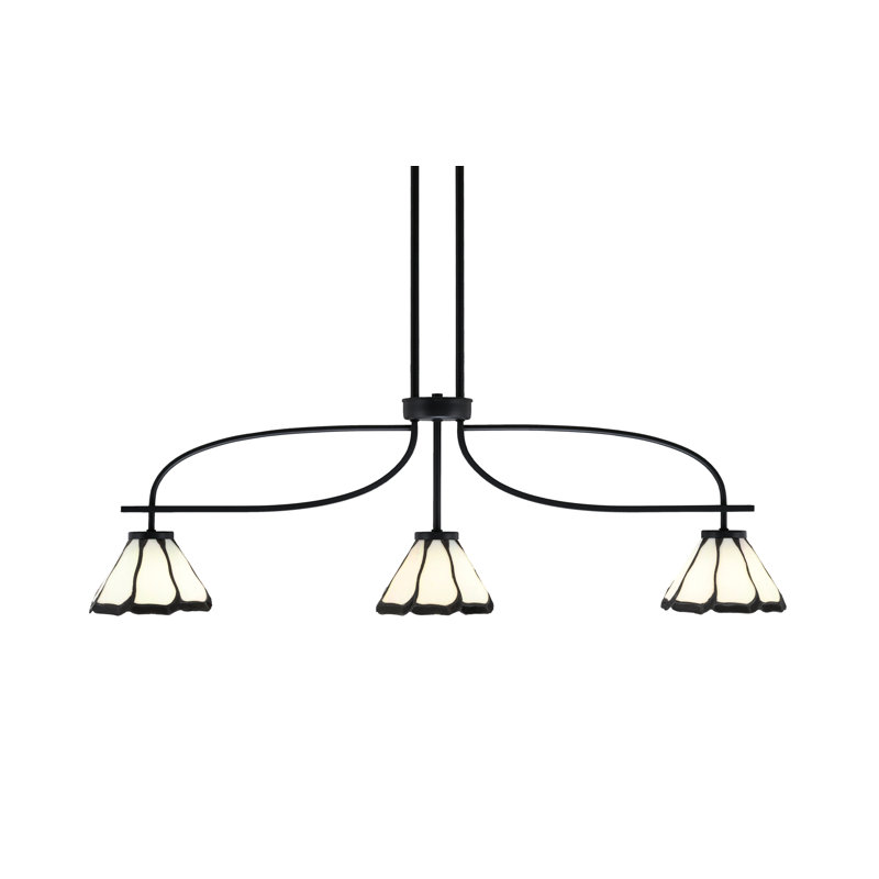 Luminaire à 3 lumières Snowberry Cavella, fini noir mat, avec perle de 7 po et verre d'art Black Flair