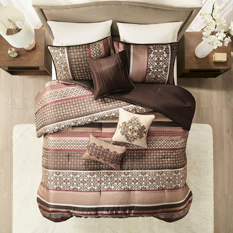 Édredon très grand rouge - style géométrique et luxueux 7 pièces