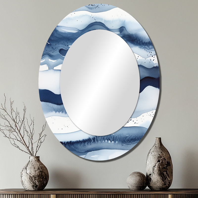 Abstrait abstrait bleu classique vagues bleues III, 40 po x 30 po