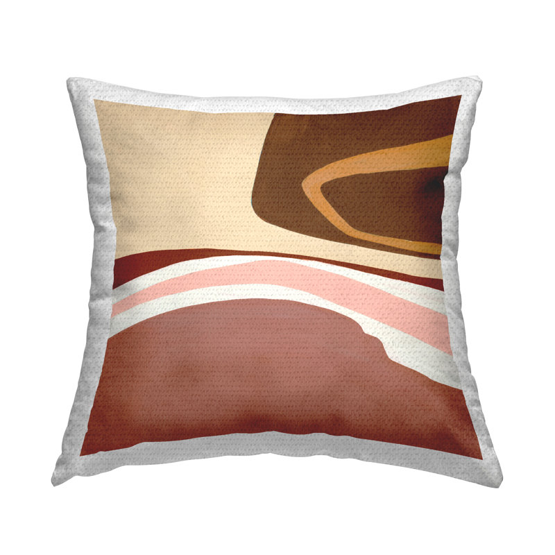 Coussin décoratif d'extérieur en terre cuite à motif abstrait et composition fluide par Ruth Fromstein