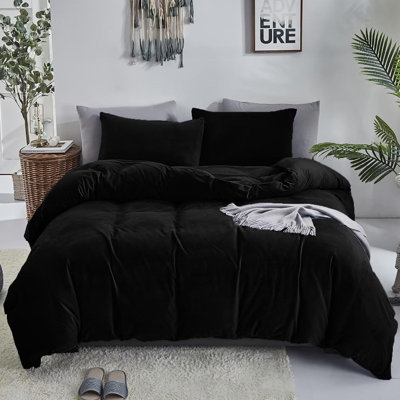 Velvet Comforter Flannel 3 PCs Bedding Set Farmhouse Warm Bed Comforter Set