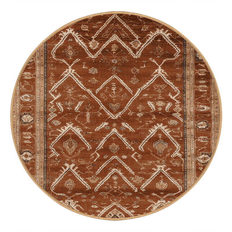 Tapis brun lavable à la machine, Rond 3 pi