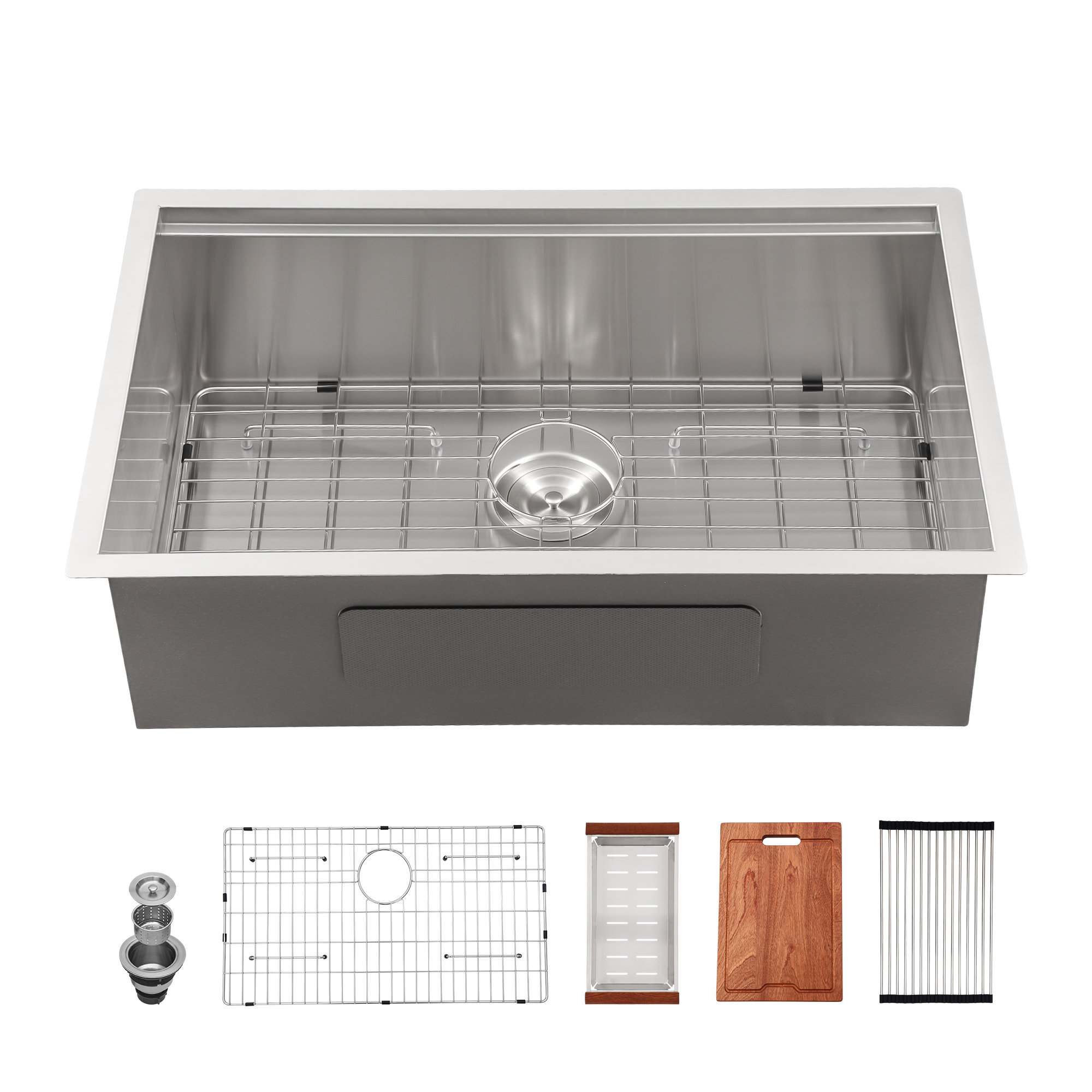 Logmey 33" L X 19" W Undermount Single Bowl Kitchen Sink Rectangular Stainless Steel Workstation Kitchen Sink Owpq1778 - View #9