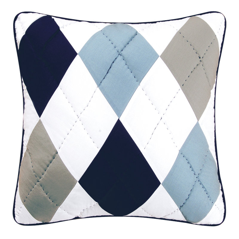 Argyle Quilted Pillow, Aqua