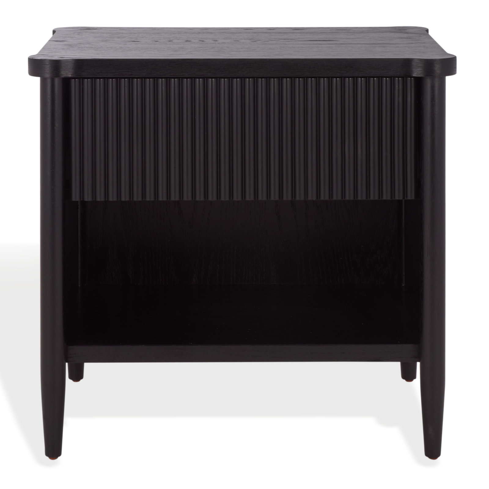 Dorchester 1 Drawer Reeded Nightstand, Black