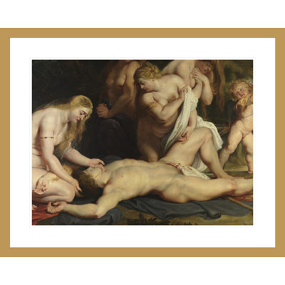 The Death of Adonis with Venus Cupid and the Three Graces (detail) by Peter Paul Rubens -Framed Giclee Print