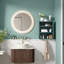 Meuble-lavabo moderne avec lavabo, rangement flottant en bois de noyer de 24 pouces pour la maison
