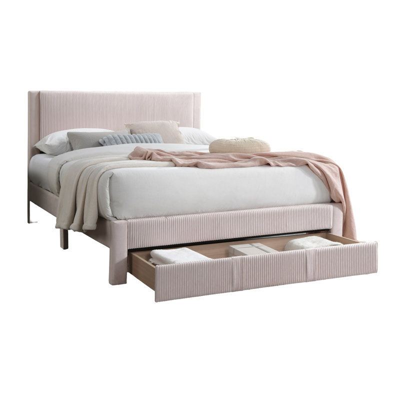 Lit 1 pièce de style contemporain avec tiroir de rangement