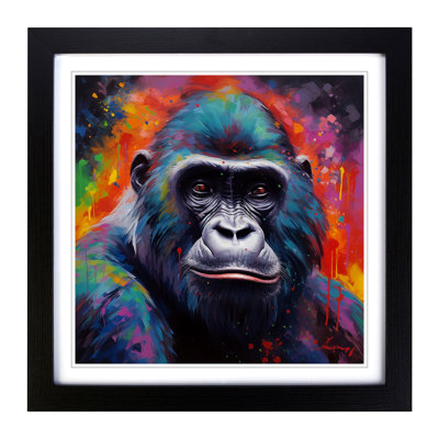 Gorilla Colour Field Painting No.2 - Single Picture Frame Print on Wood