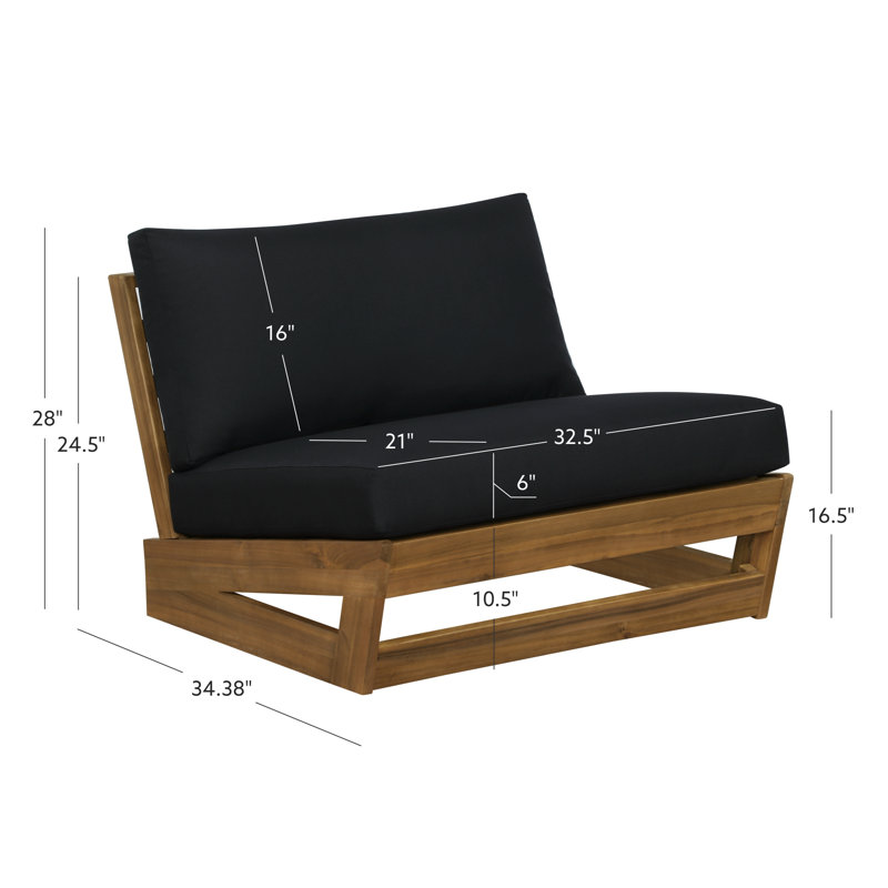 Silbury Outdoor TK Black Chair, Black Cushion/Brown Frame