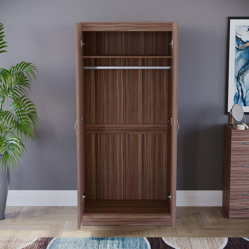 Maybery 2 Door Manufactured Wood Wardrobe, Walnut