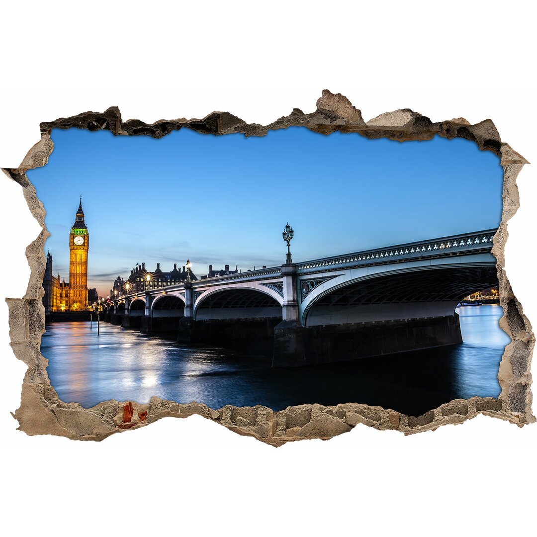 Riesige Westminster Bridge und beleuchteter Big Ben Wandaufkleber