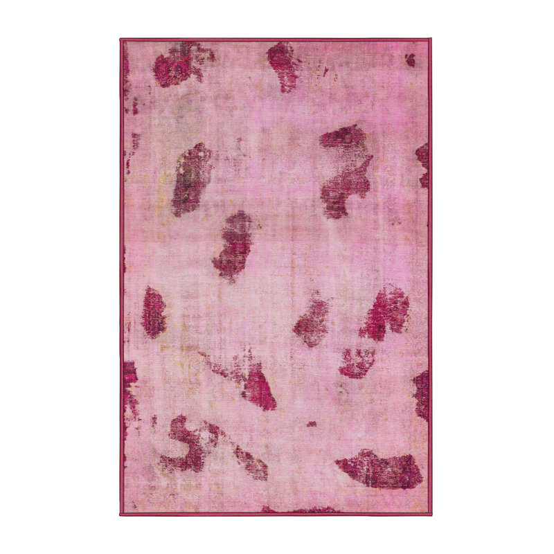 Tapis rose en laine Power Loom, Rectangle 3 pi x 5 pi