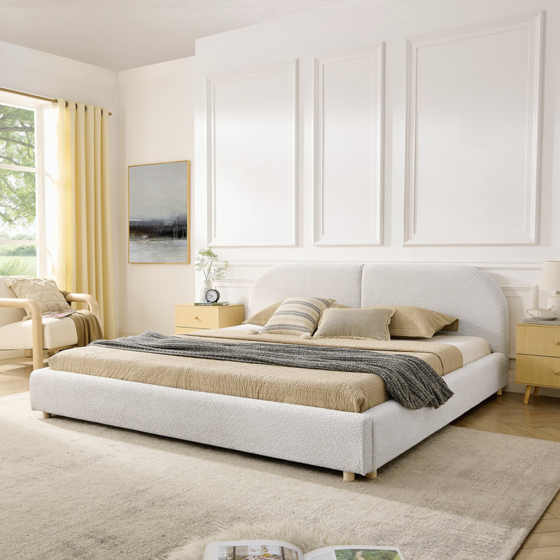 Très grande base de lit tapissier, Beige