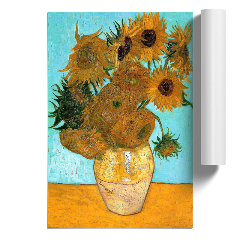 Twelve Sunflowers by Vincent Van Gogh - No Frame Painting, 59cm H x 42cm W x 0.1cm D